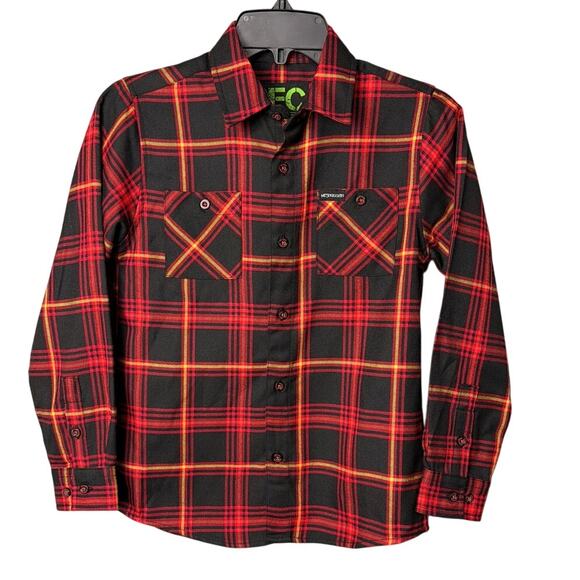 Dixxon X Meshuggah Immutable Flannel Shirt DFC Youth SZ M Black Red Orange NWOT - Picture 1 of 9